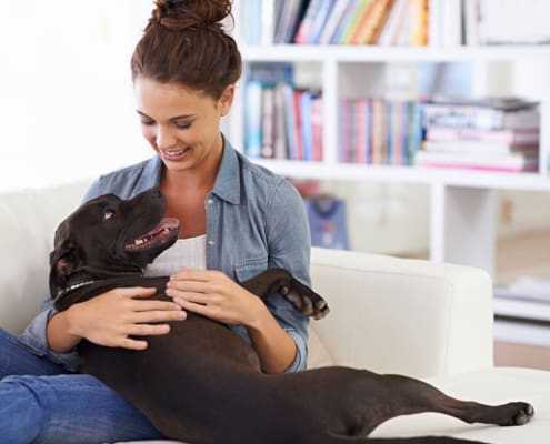 Tiernotfallkarte24-Hundehalterin mit Listenhund